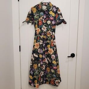 NWT Zara Floral Poplin Shirt Dress